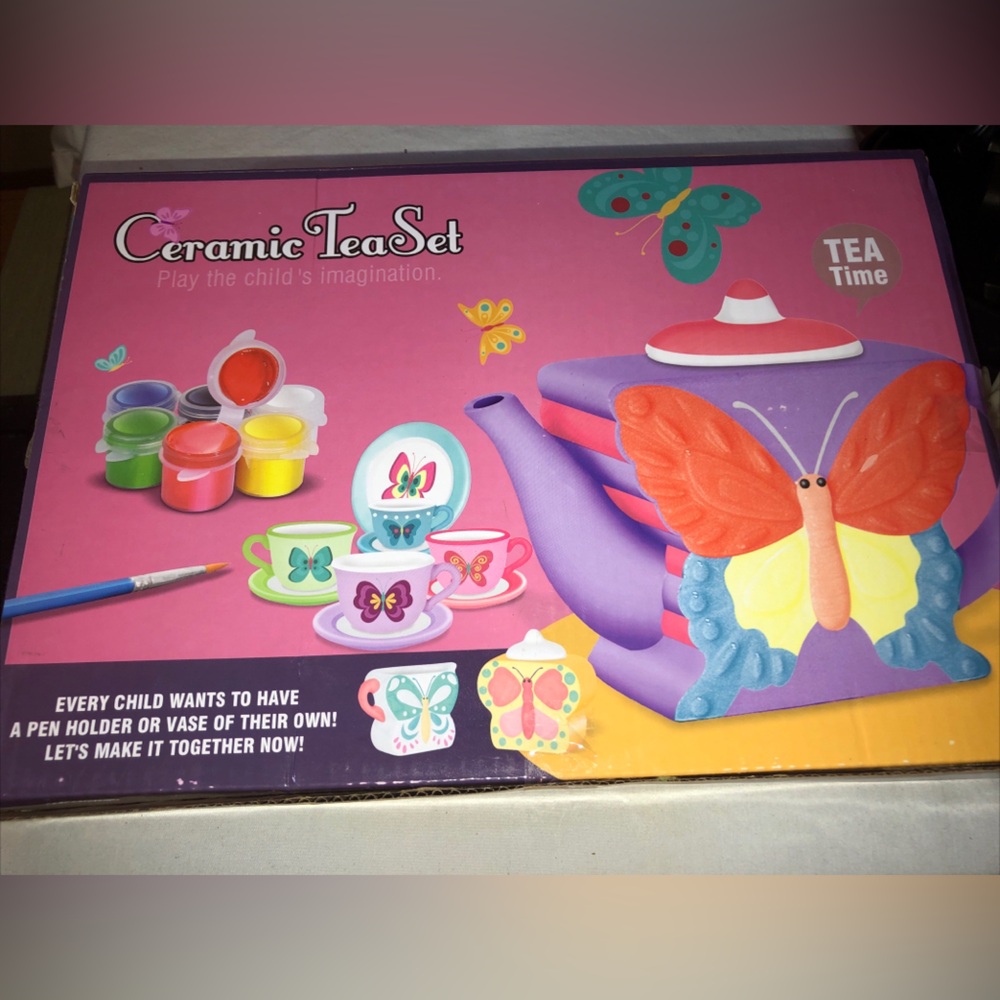 Ceramic Tea Set for Kids - Gray